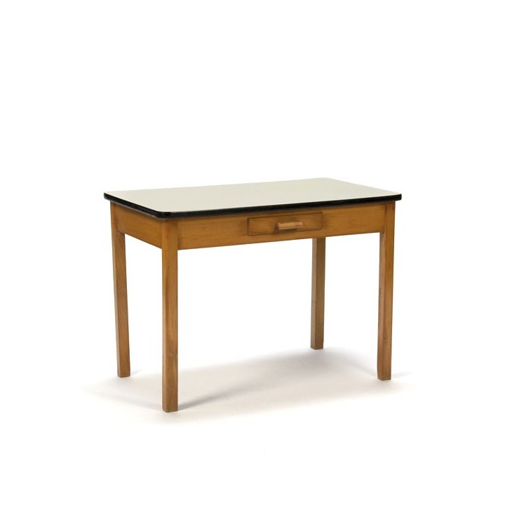 Wooden child's table with yellow top and drawer - Retro