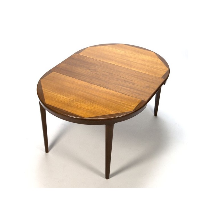 Round dining table with inlaid leaf - Retro Studio