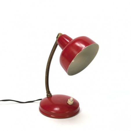 Small red/ brass table lamp