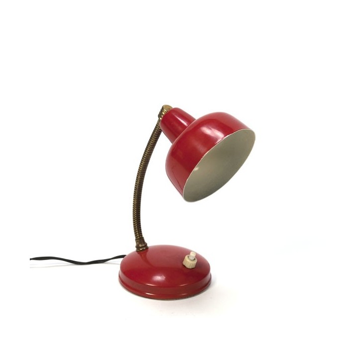 Small red/ brass table lamp - Retro Studio