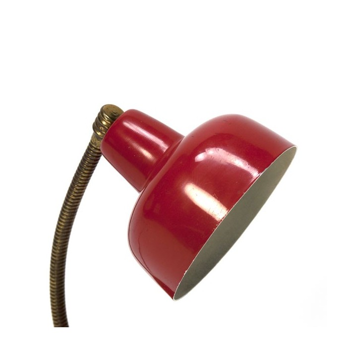 Small red/ brass table lamp - Retro Studio