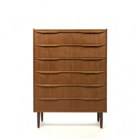 Teak chest of drawers with plywood handles