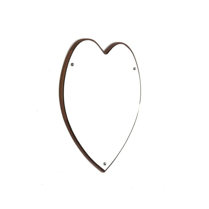 Large teak mirror heart shaped - Retro Studio