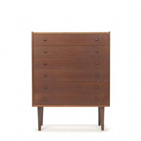 Chest of drawers in teak with brass handles