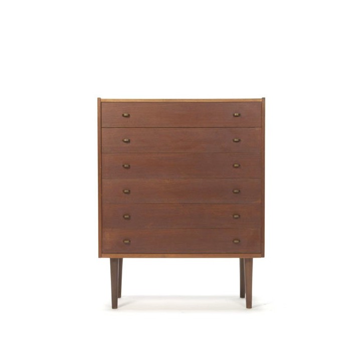 Ladekast in teak met messing greep - Retro Studio