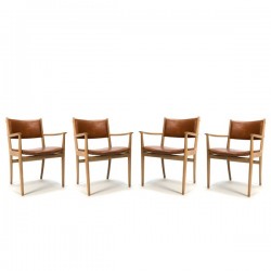 Set of 4 chairs with cognac leather...