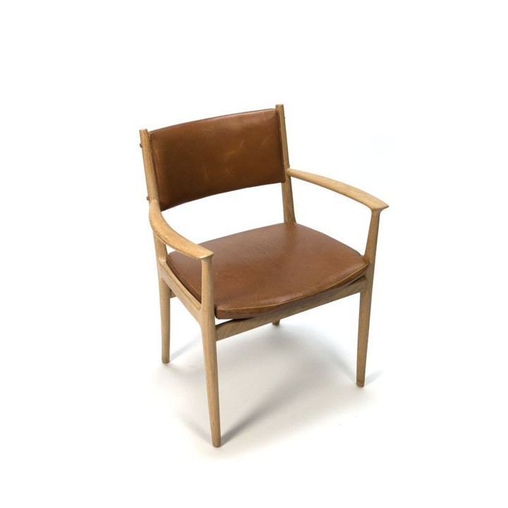 Set van 4 stoelen met cognac-lederen bekleding - Retro