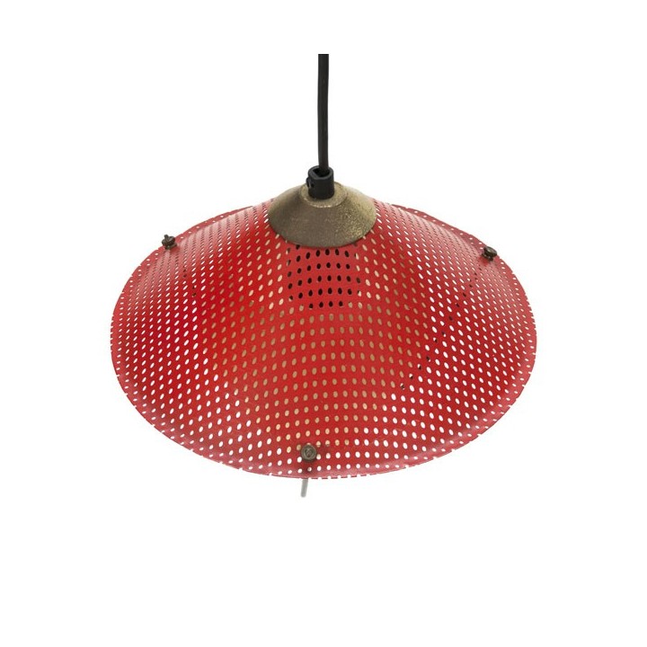 Hanging light with red perforated shade - Retro Studio
