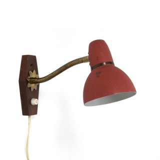 Wandlamp rood/ teak 1950's - Retro Studio