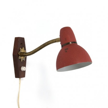 Wandlamp rood/ teak 1950's