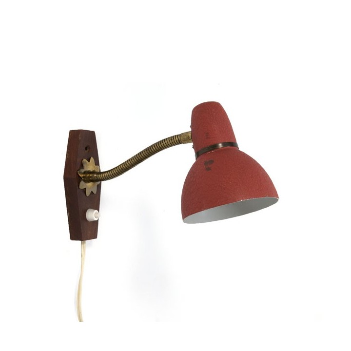 Wandlamp rood/ teak 1950's - Retro Studio