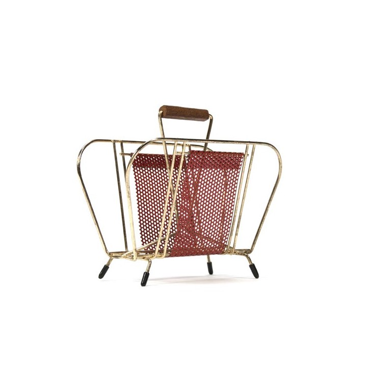 Rood/ messing brievenhouder - Retro Studio