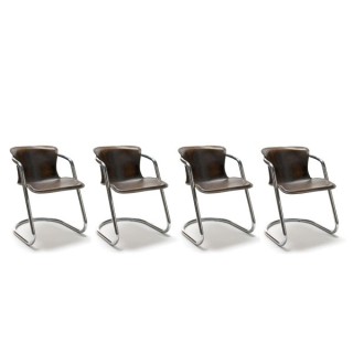 Set van 4 stoelen met tuig lederen bekleding - Retro Studio
