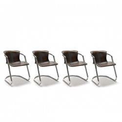 Set van 4 stoelen met tuig lederen bekleding