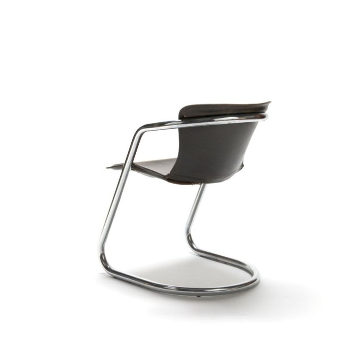 Set of 4 chairs with saddle leather upholstery - Retro