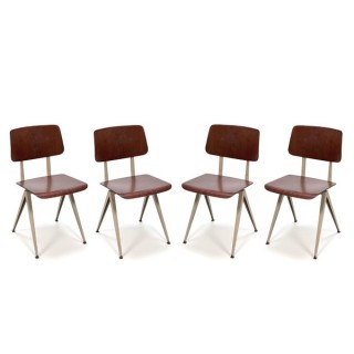 Set van 4 industriele stoel fabrikant Galvanitas - Retro