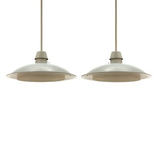 Set van 2 industriele Philips hanglampen creme - Retro