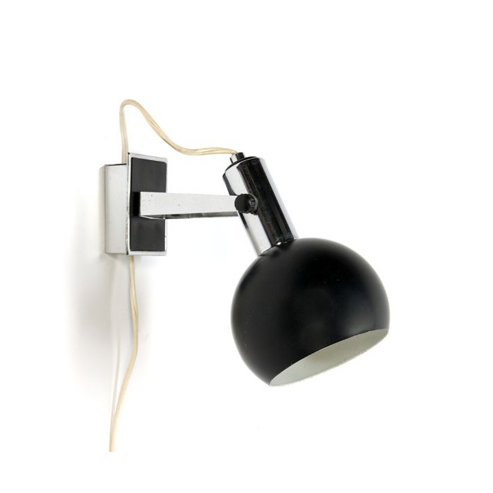 Zwarte bol wandlamp - Retro Studio
