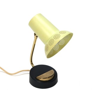 Small table lamp with perforated yellow cap - Retro Studio