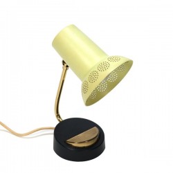 Small table lamp with perforated yellow cap