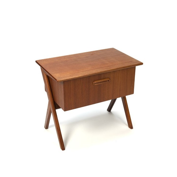 Teakhouten kastje met grote lade - Retro Studio