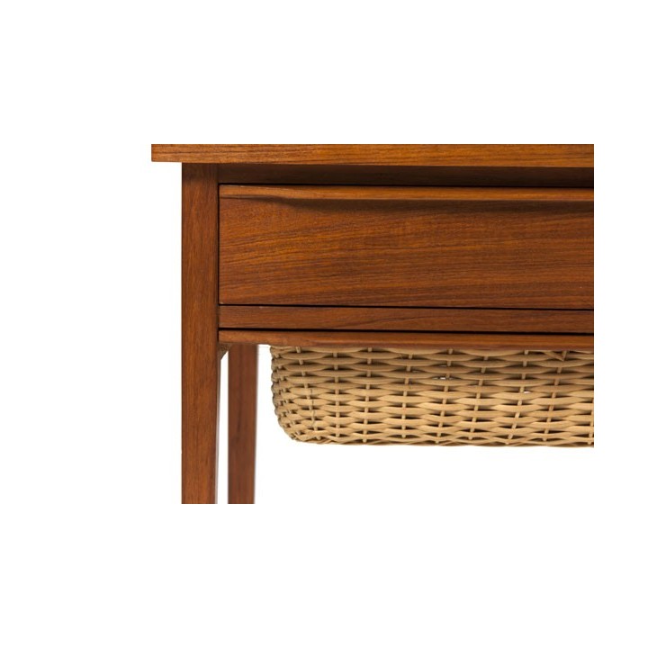 Teakhouten kastje met rieten lade - Retro Studio