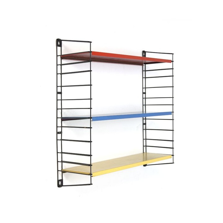 Vintage Tomado wandsysteem gekleurde metalen planken -