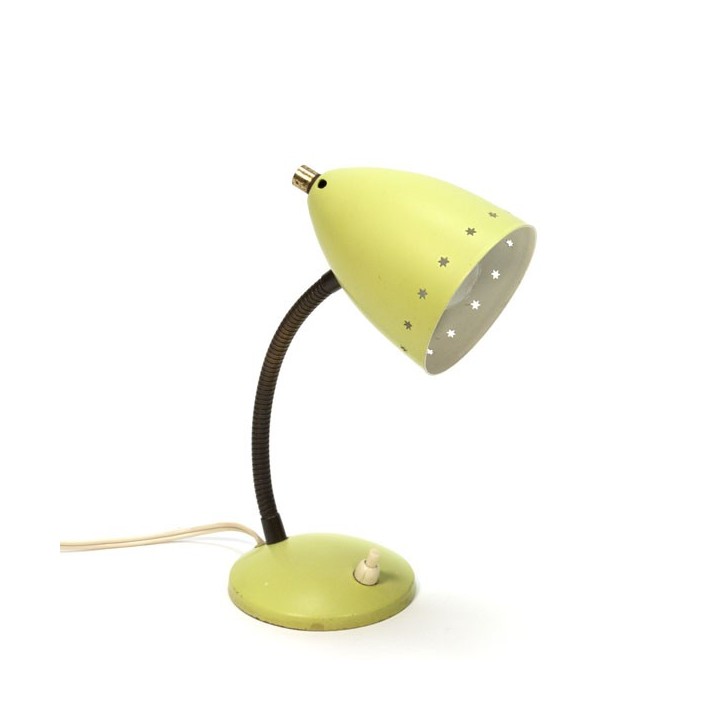 Geel tafellampje met geperforeerde rand - Retro Studio