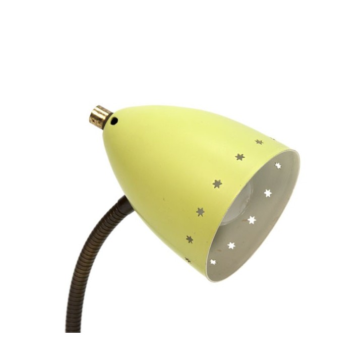 Geel tafellampje met geperforeerde rand - Retro Studio