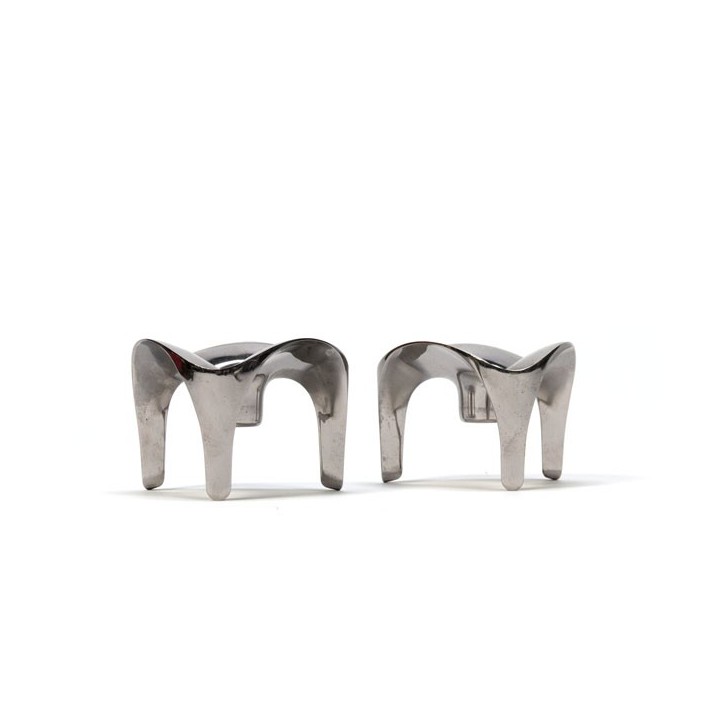Set of 2 chrome candleholders - Retro Studio