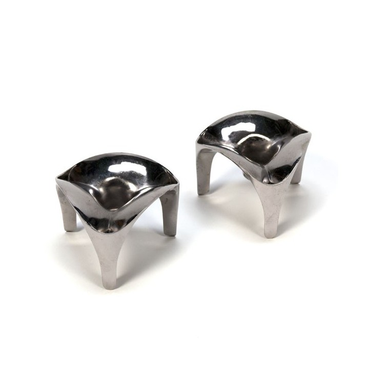 Set of 2 chrome candleholders - Retro Studio