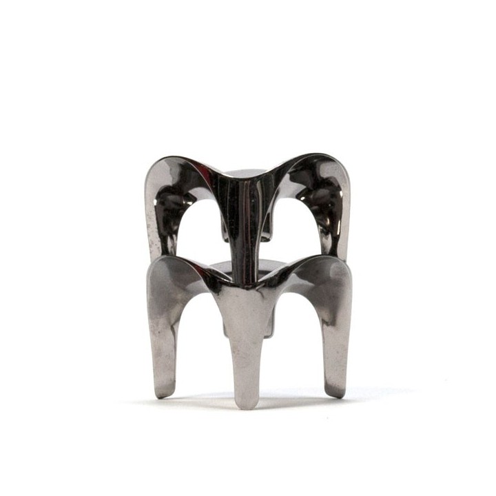 Set of 2 chrome candleholders - Retro Studio