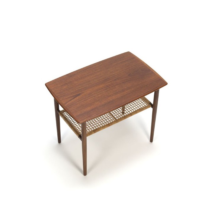 Teakhouten bijzettafel met riet - Retro Studio