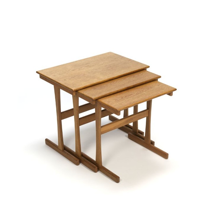 Set of 3 nest tables in oak - Retro Studio