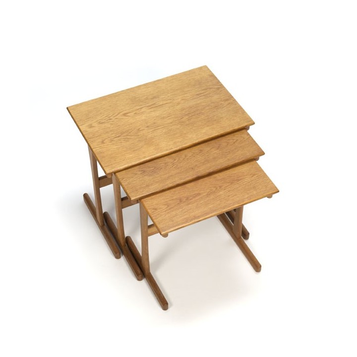 Set of 3 nest tables in oak - Retro Studio