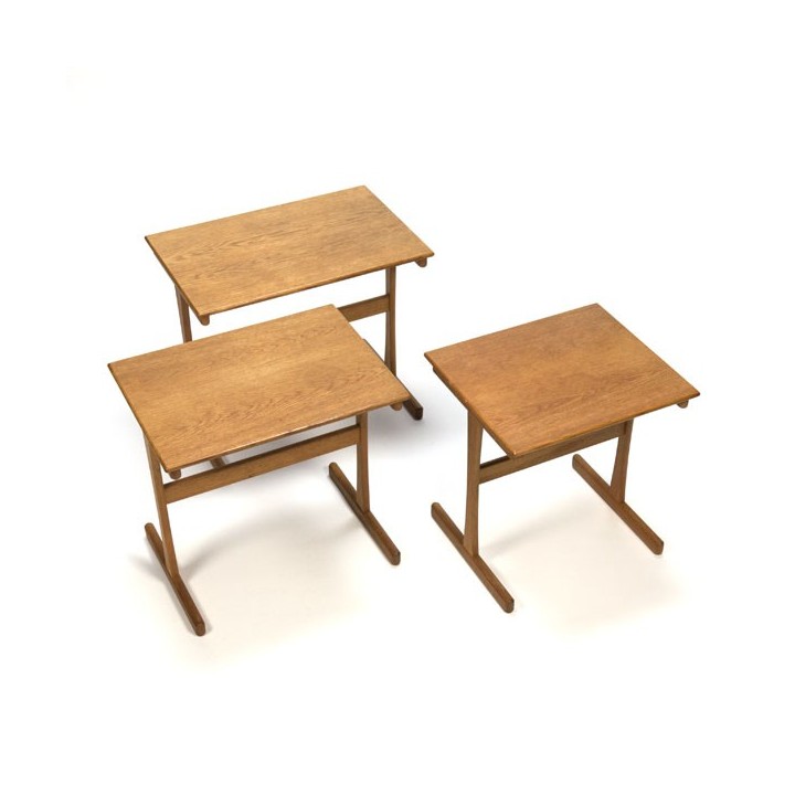 Set of 3 nest tables in oak - Retro Studio