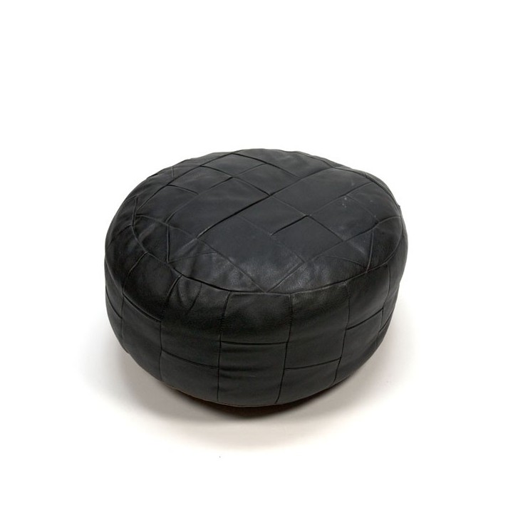 Black leather stool - Retro Studio