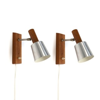 Set van 2 wandlampen aluminium/ hout - Retro Studio
