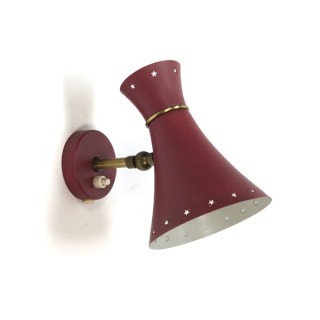 Vintage rode wandlamp met geperforeerde rand - Retro Studio
