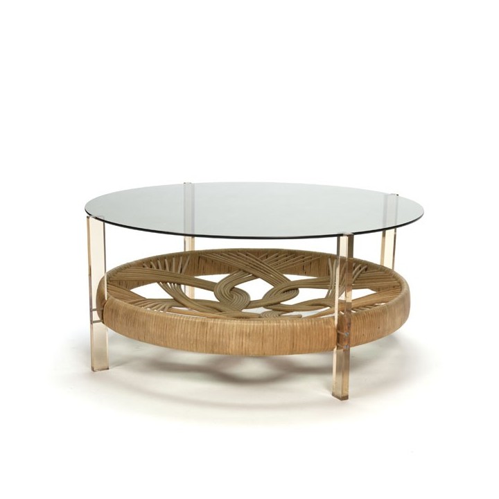 Seventies coffee table with glass top - Retro Studio