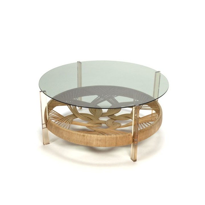 Seventies coffee table with glass top - Retro Studio