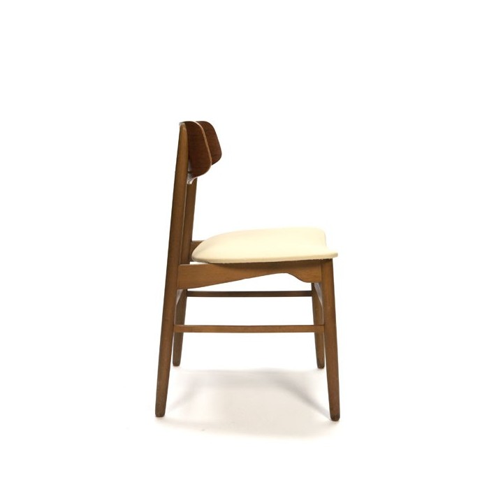 Teak chair with cream-colored upholstery - Retro Studio