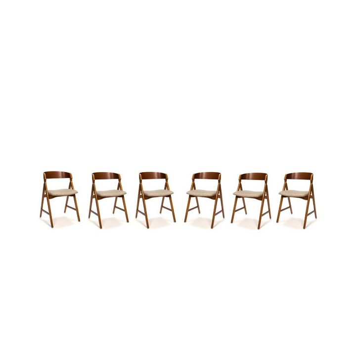Danish chairs by H. Kjaernulf set of 6 - Retro Studio