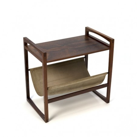 Rosewood side table with magazine basket