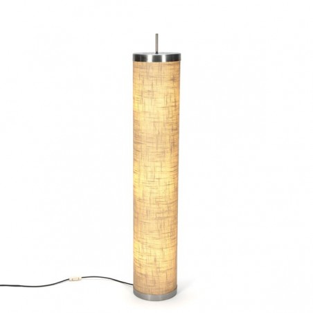 Standing floor lamp with burlap shade