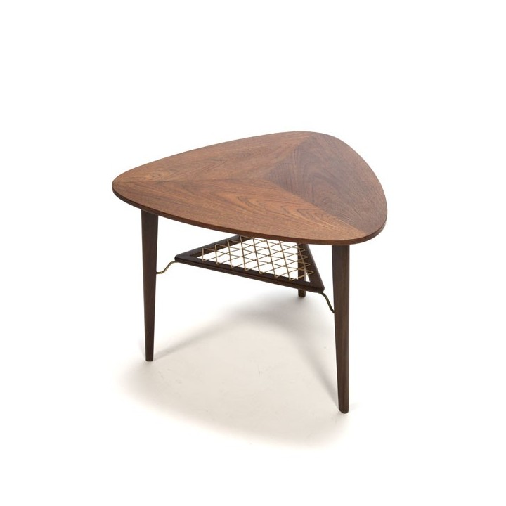 Teakhouten bijzet-/ salontafel met driehoek vorm - Retro