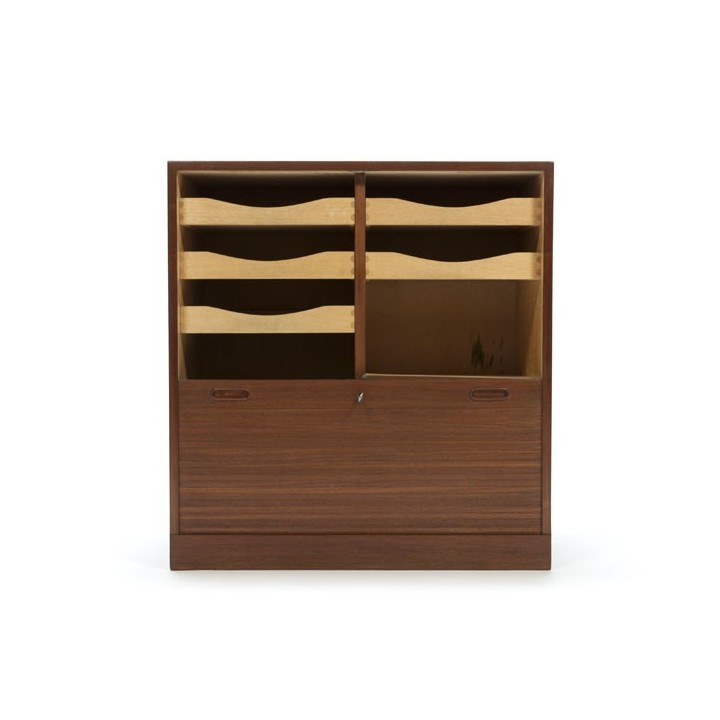 Teakhouten archiefkast met roldeur - Retro Studio