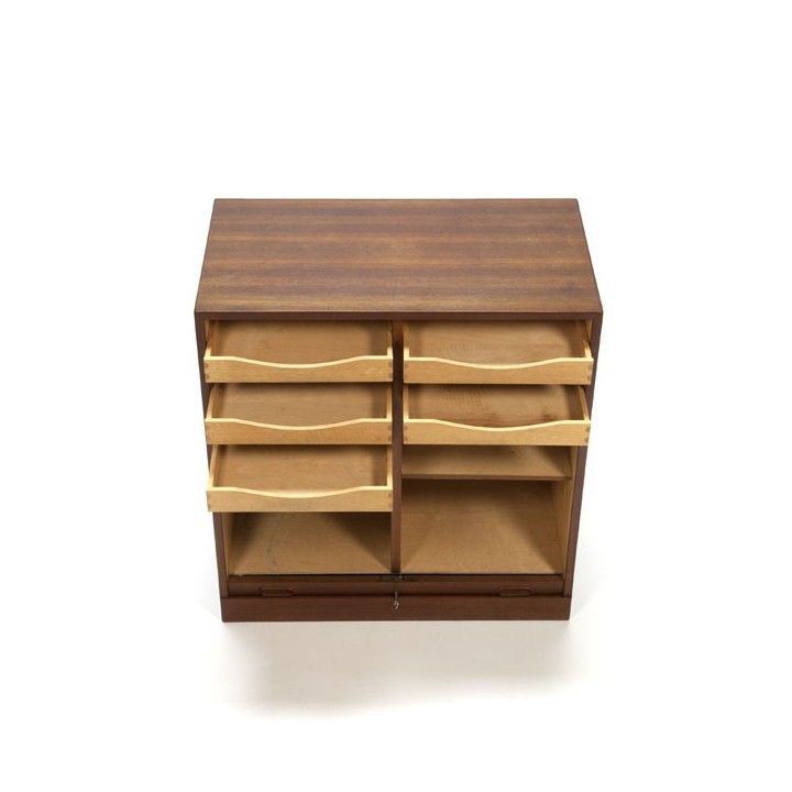 Teak filing cabinet with sliding door - Retro Studio