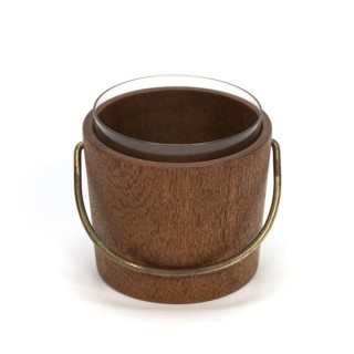 Teak bucket with glass inside - Retro Studio