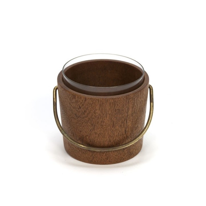 Teak bucket with glass inside - Retro Studio
